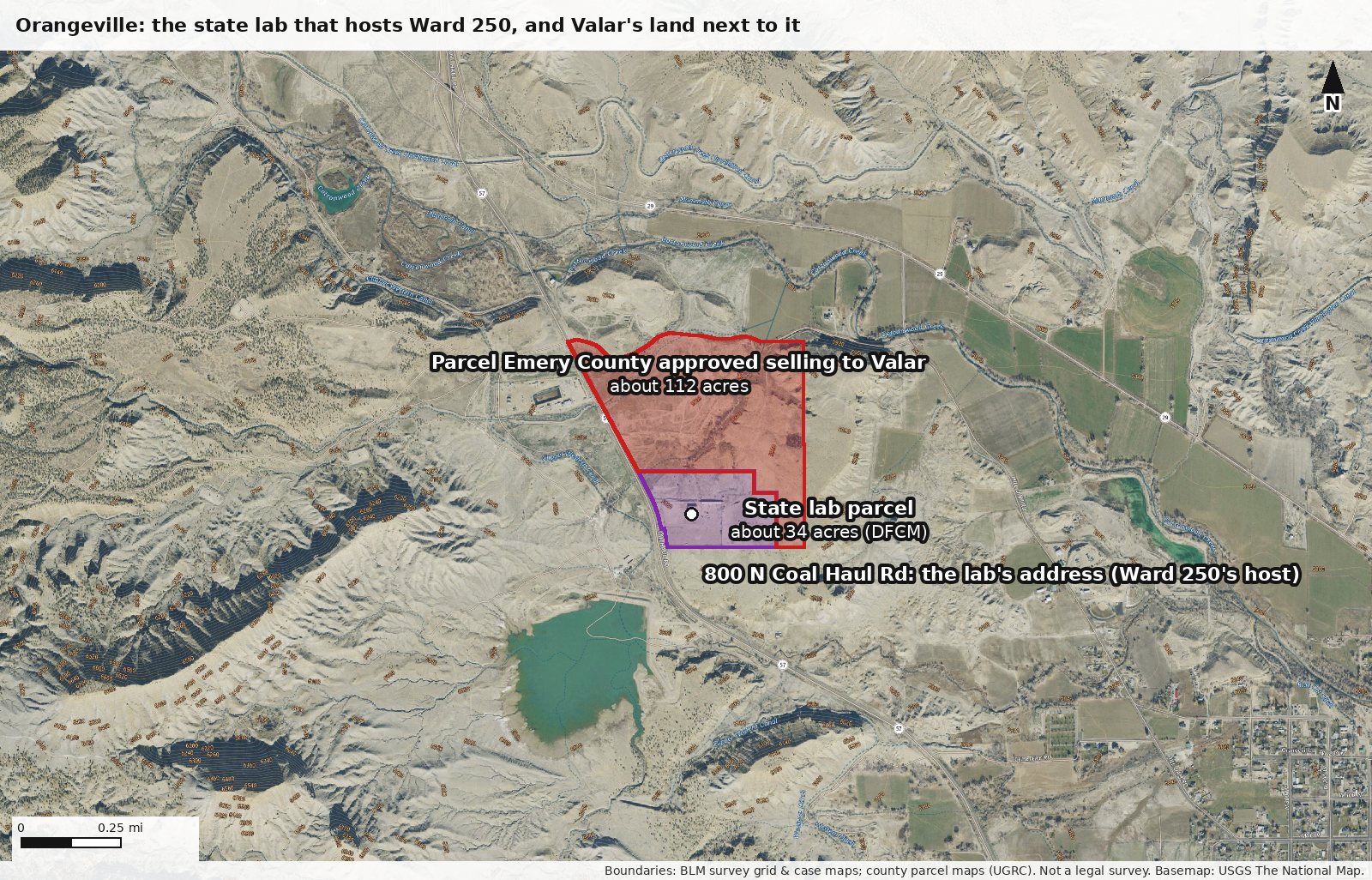 Orangeville: the state lab that hosts Ward 250, and Valar's land next to it